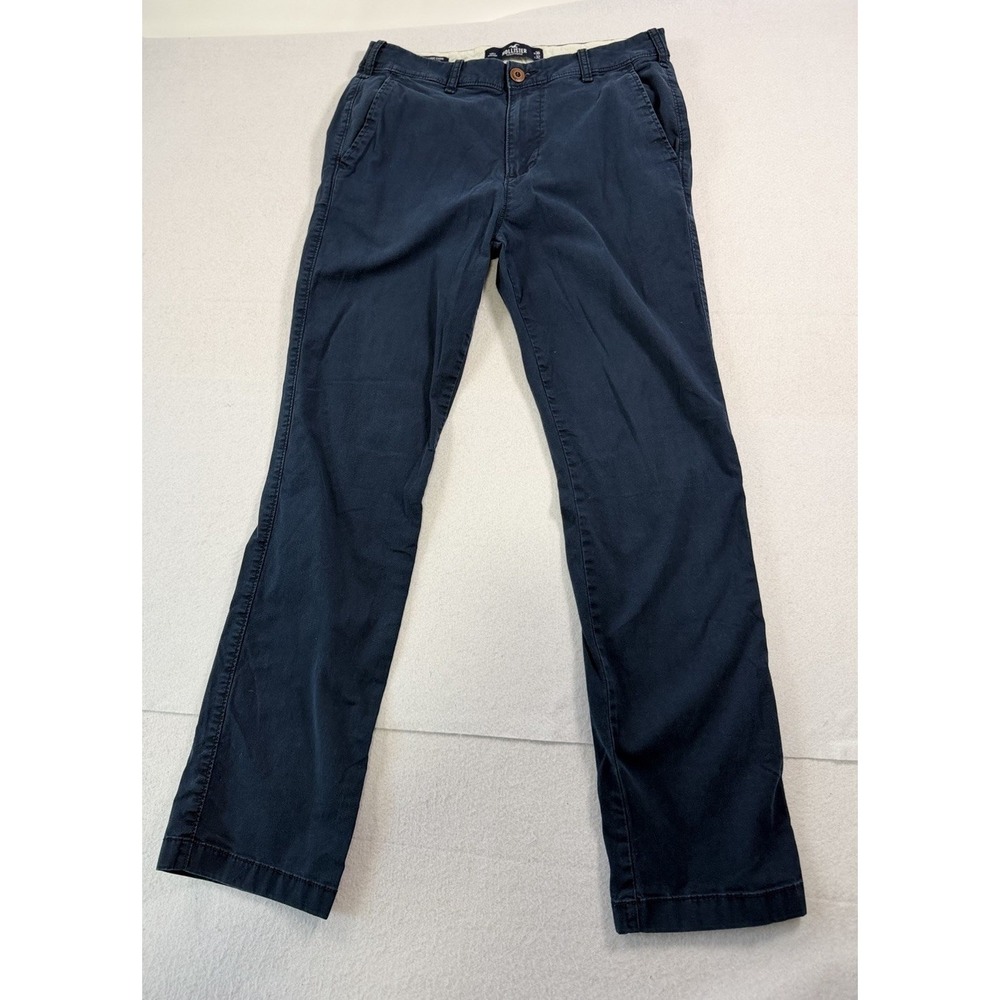 Hollister Chino Pants Mens 30x32 Straight Leg Blue Button Fly Preppy